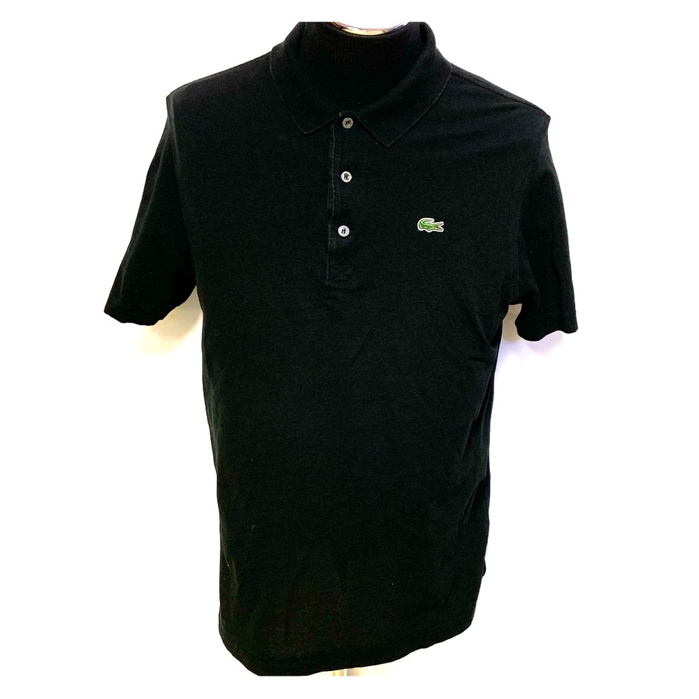 Lacoste Black Polo Green Alligator Logo XL